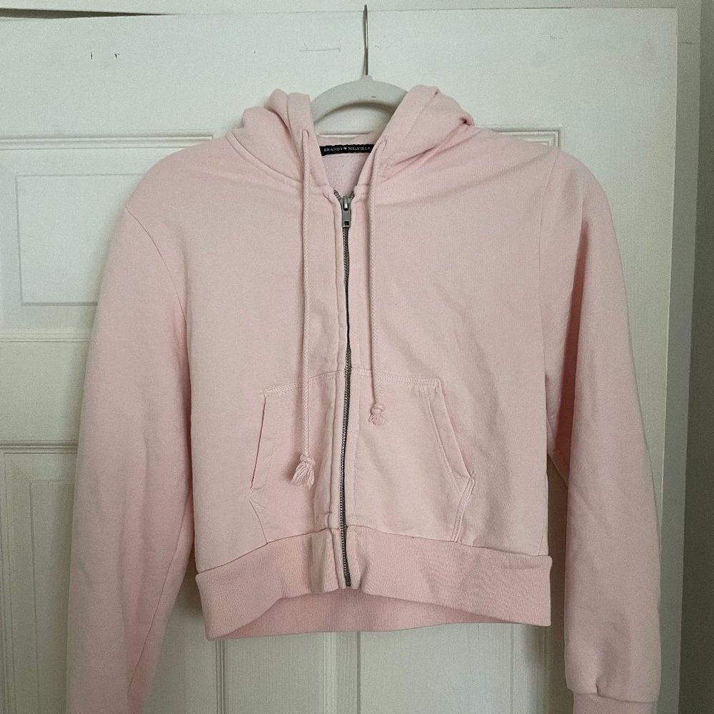 Brandy Melville Cropped Full Zip Hoodie